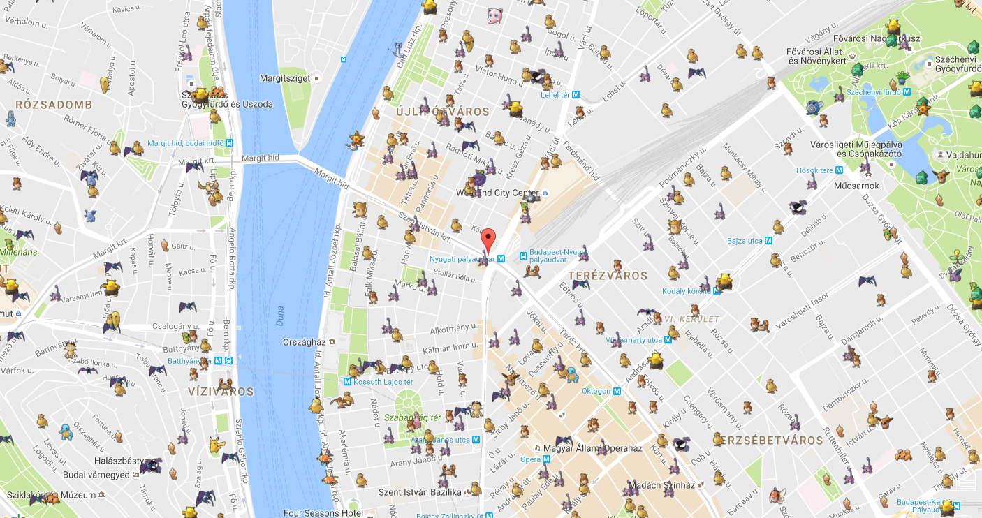 Budapestnek is lett pokémontérképe – Pokémon Go Map